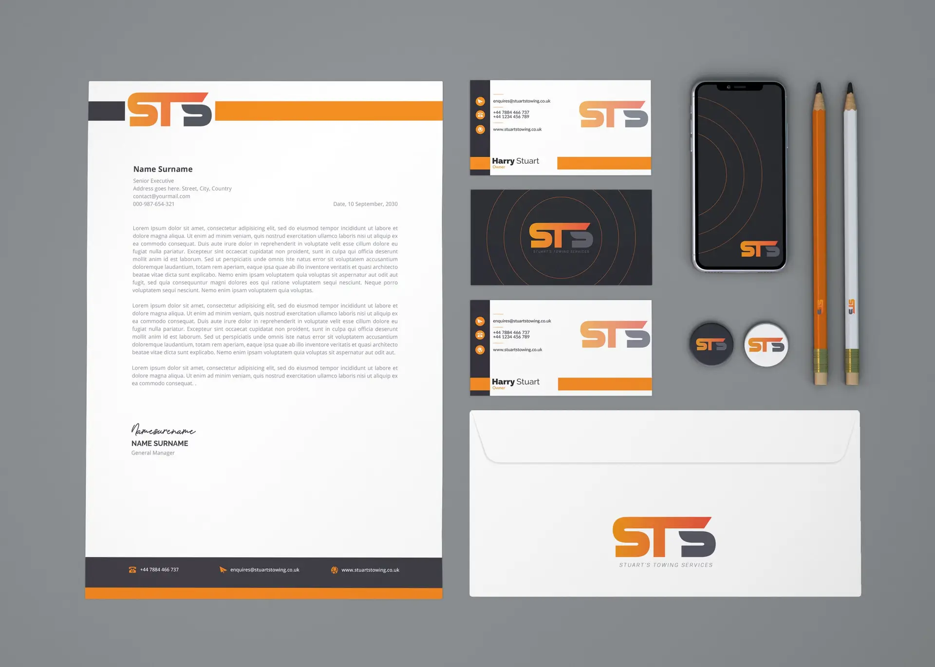Mock up for Stuarts Towing Services of stationary